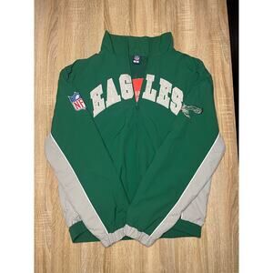 Philadelphia Eagles Windbreaker Kelly Green Grey Full Zip Jacket Medium NWT